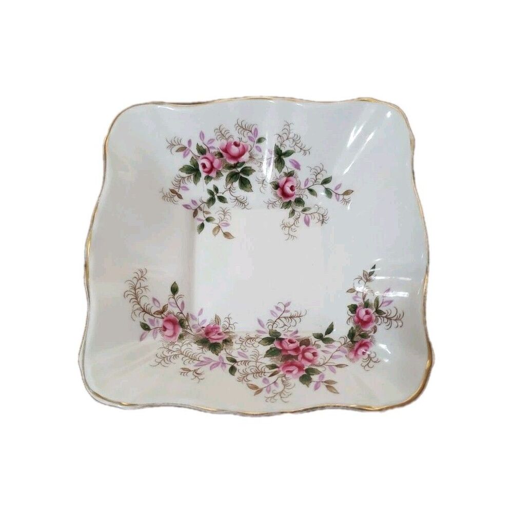 Royal Albert Lavender Rose Small Square trinket dish fluted bon bon tray candy